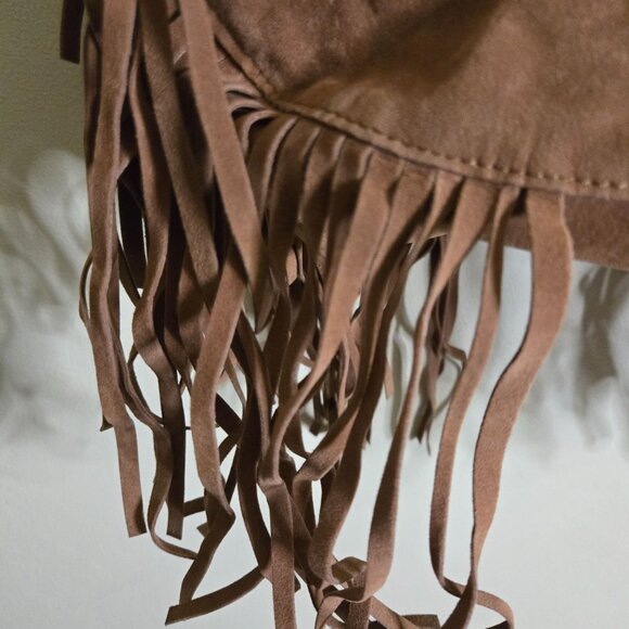 Forever 21 Brown Faux Suede Fringe Hobo Tote Shoulder Bag - Picture 6 of 9